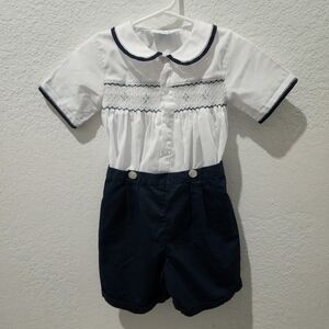 Elegant Navy and White Kids Shorts Set